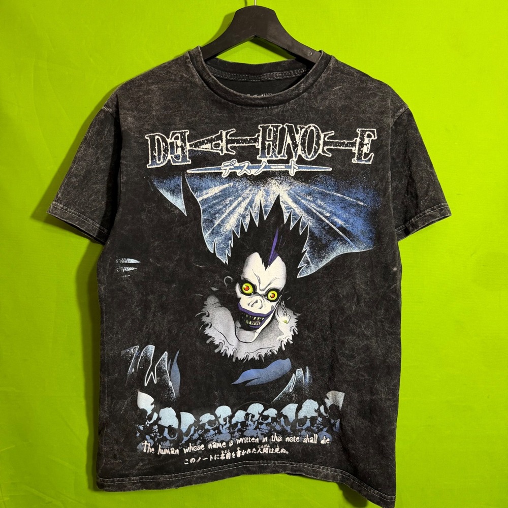 Death Note Ryuk Shinigami Anime Graphic T-Shirt Black Acid Wash Small